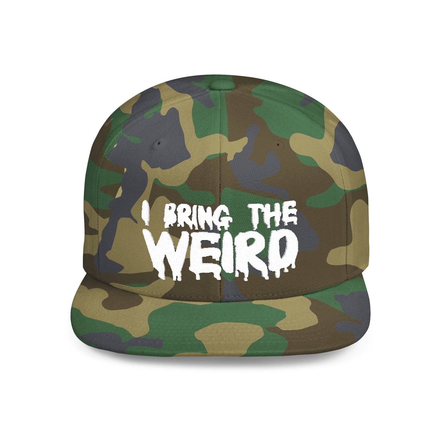 I BRING THE WEIRD Classic Flat Bill Trucker Cap - White