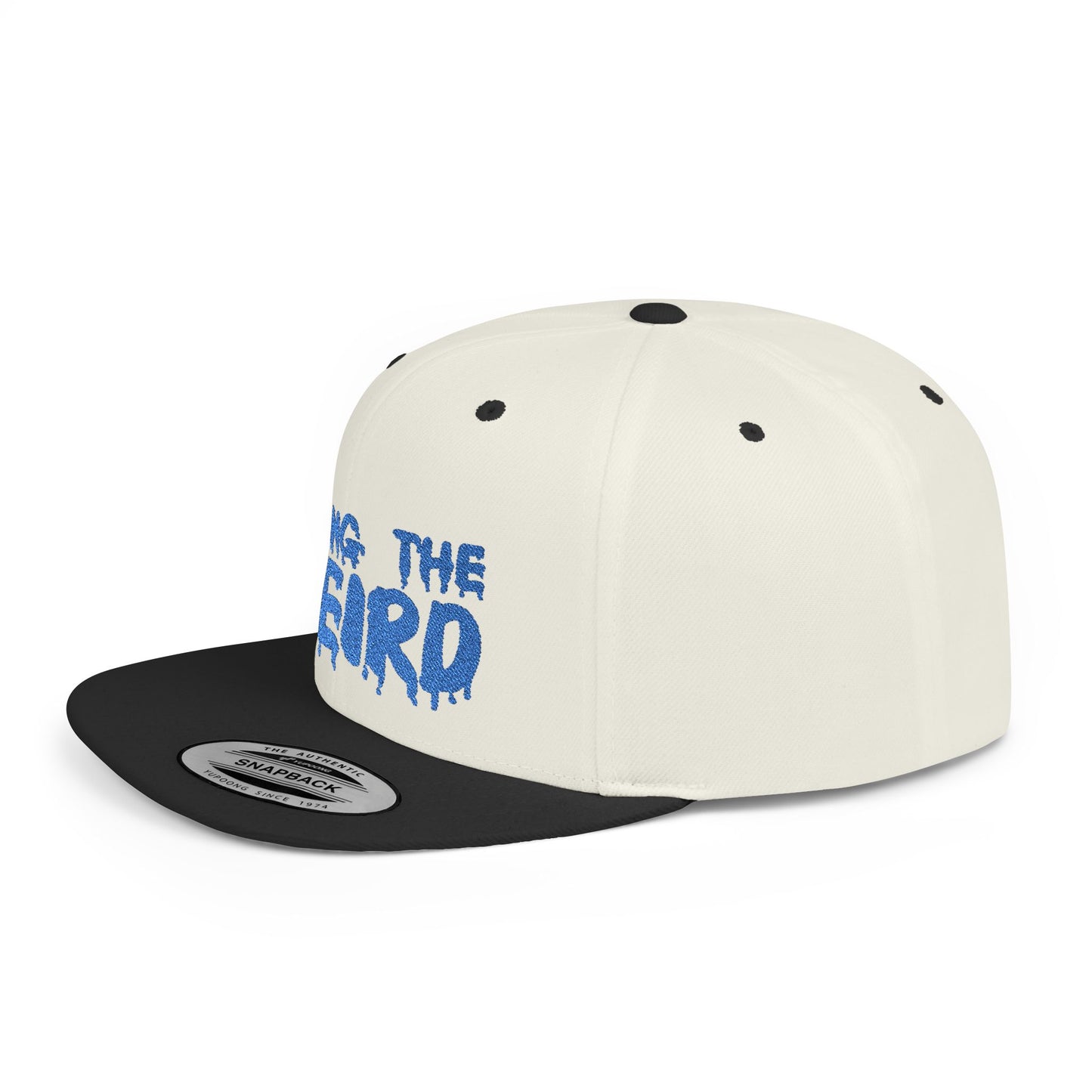 I Bring the Weird Flat Bill Snapback Hat - Blue | Unique Gifts for Quirky Friends, Stylish Headwear for Festivals, Fun Accessory for Parties