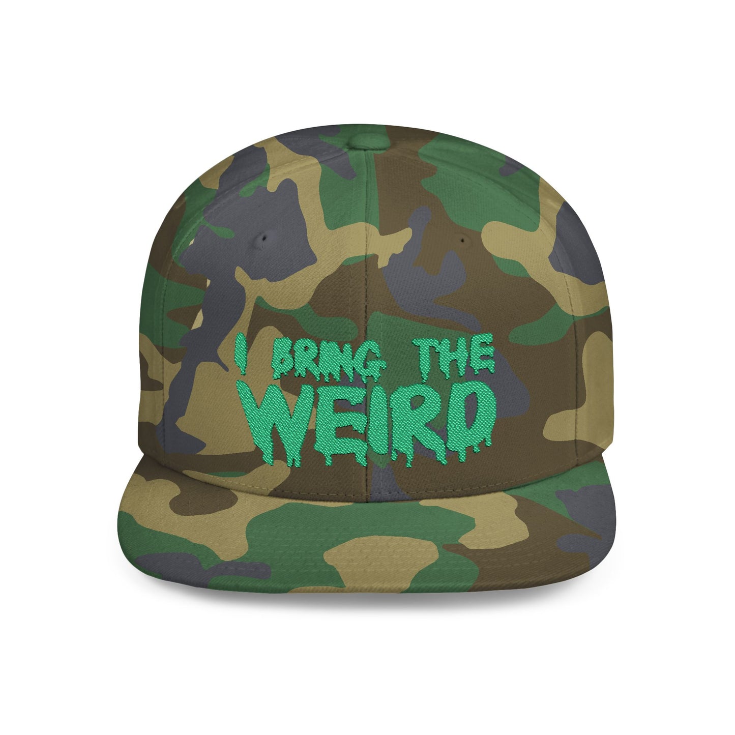I BRING THE WEIRD Classic Flat Bill Trucker Cap - Green
