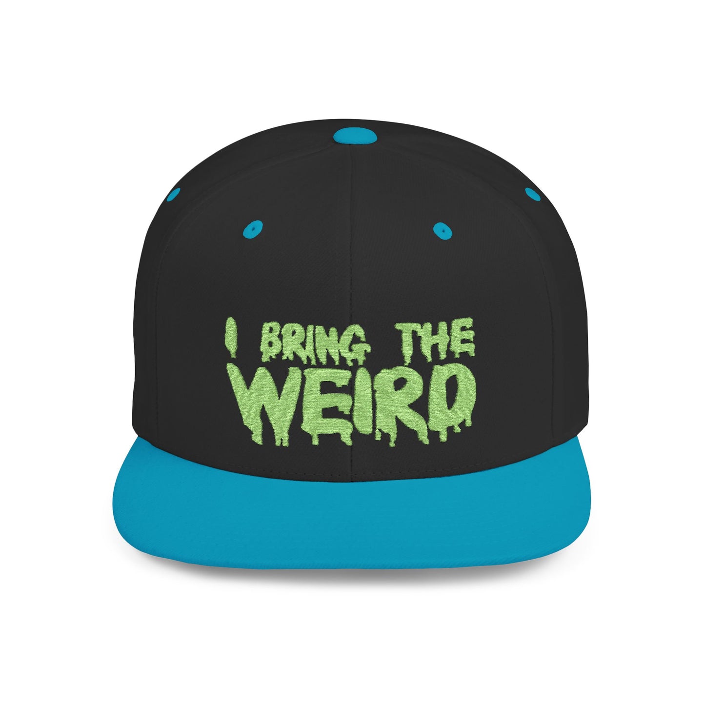 I BRING THE WEIRD Classic Flat Bill Trucker Cap - Neon Green