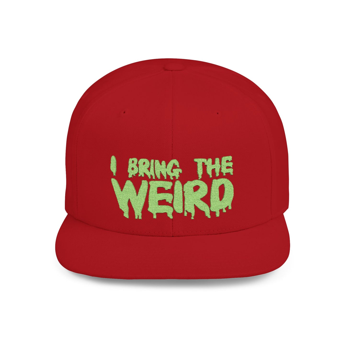 I BRING THE WEIRD Classic Flat Bill Trucker Cap - Neon Green