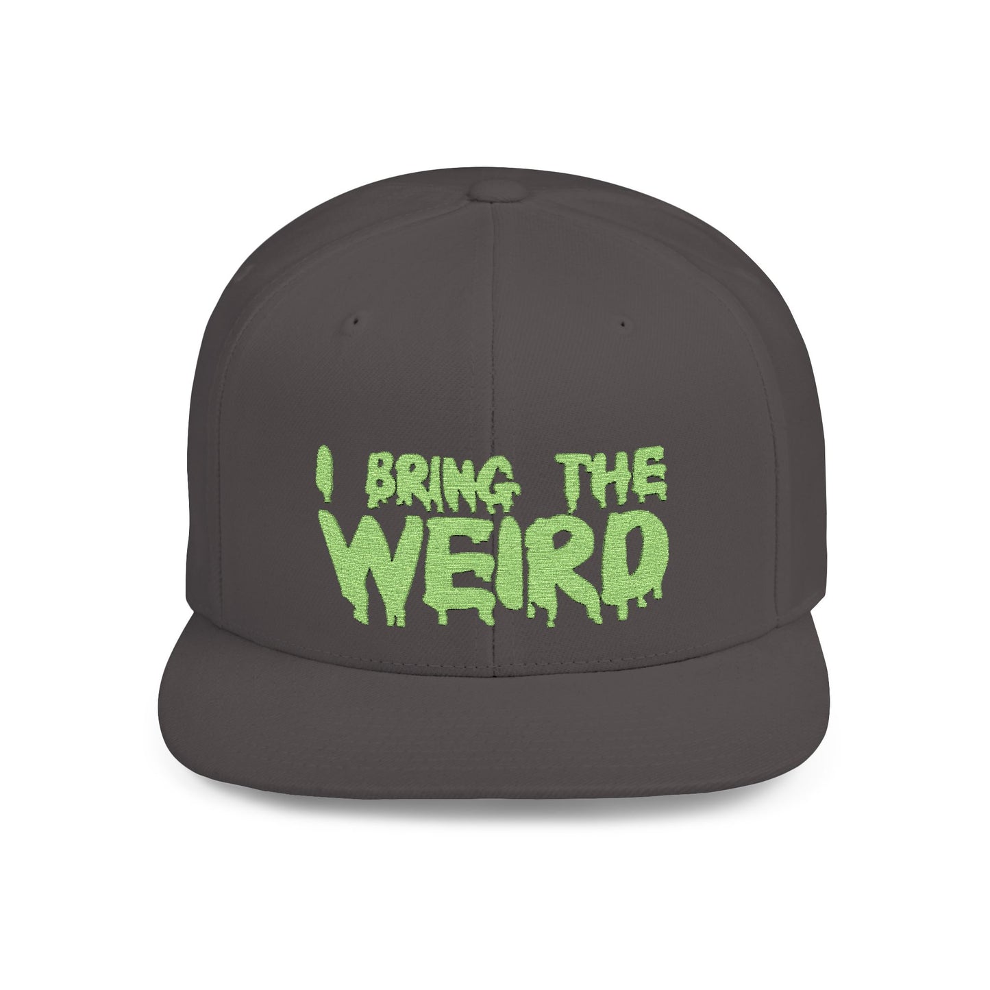 I BRING THE WEIRD Classic Flat Bill Trucker Cap - Neon Green