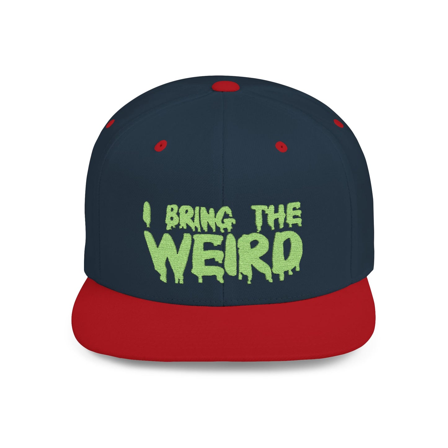 I BRING THE WEIRD Classic Flat Bill Trucker Cap - Neon Green