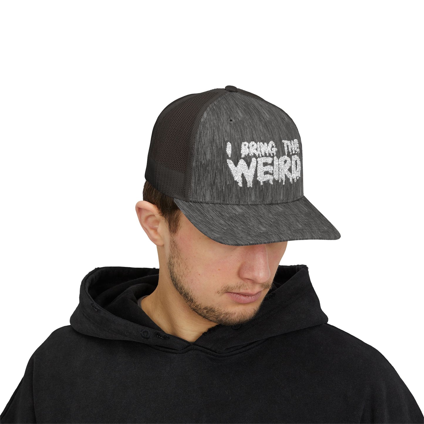 I BRING THE WEIRD Snapback Trucker Cap - Silver