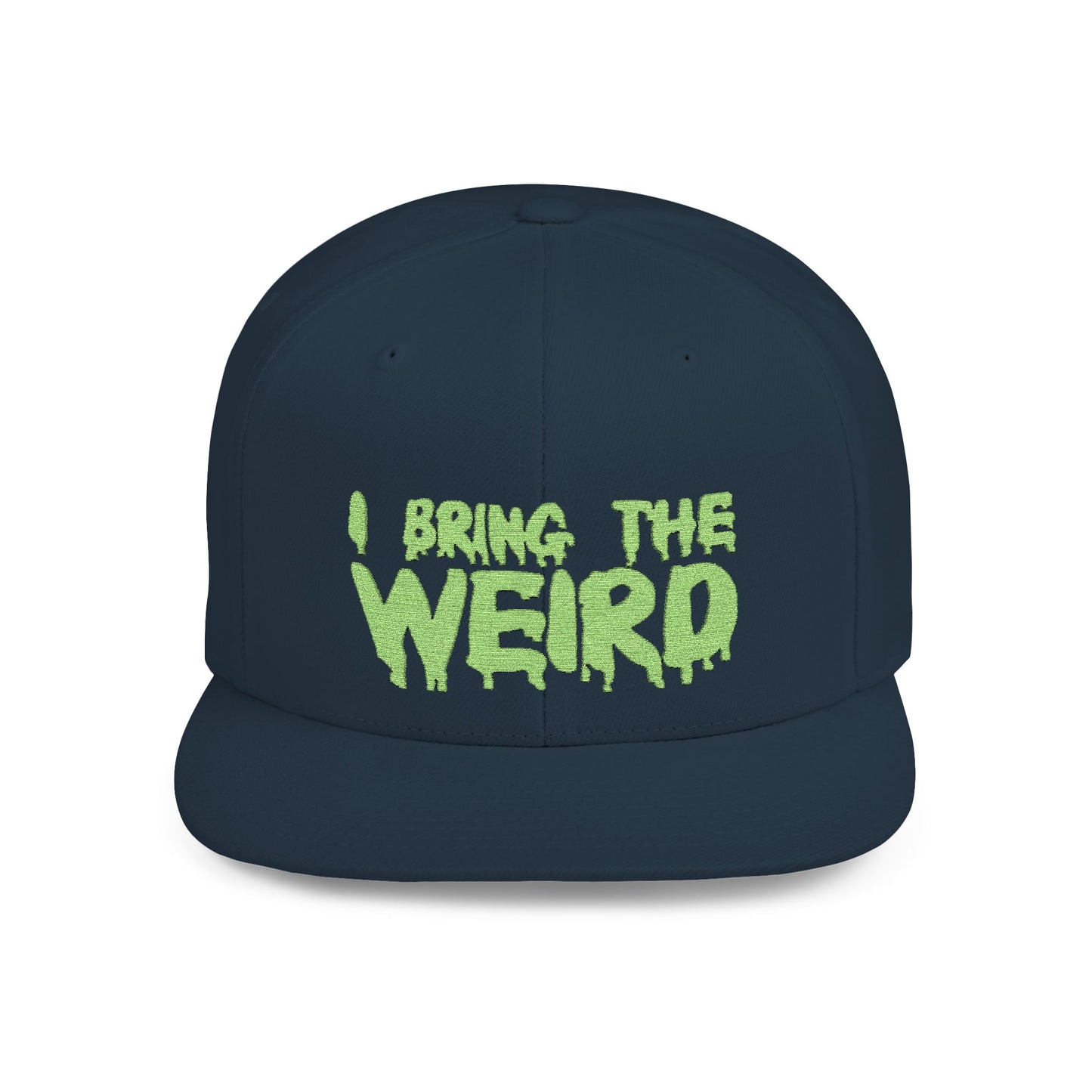I BRING THE WEIRD Classic Flat Bill Trucker Cap - Neon Green