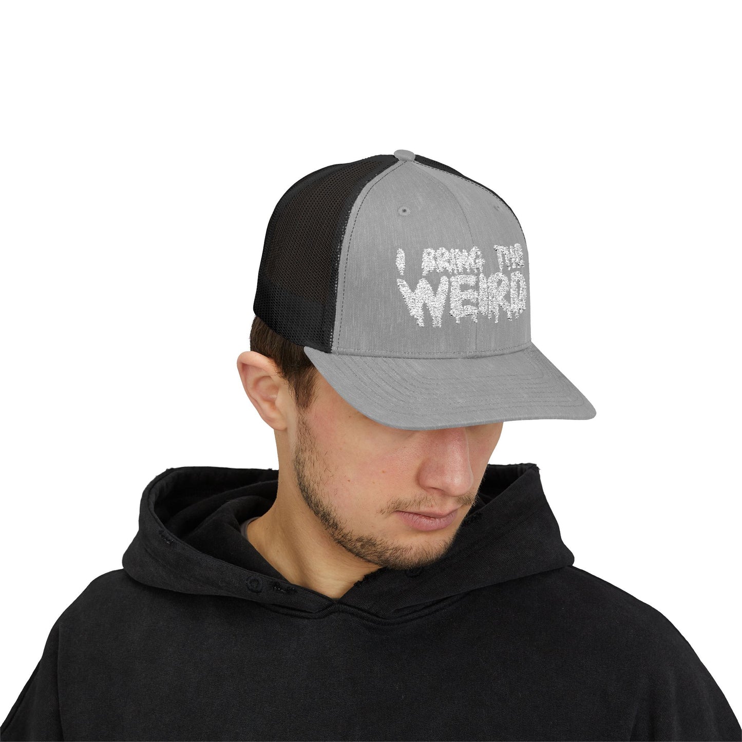 I BRING THE WEIRD Snapback Trucker Cap - Silver