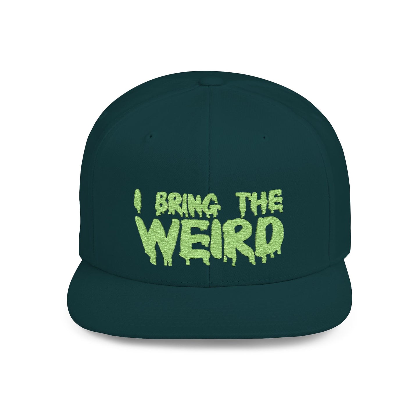 I BRING THE WEIRD Classic Flat Bill Trucker Cap - Neon Green