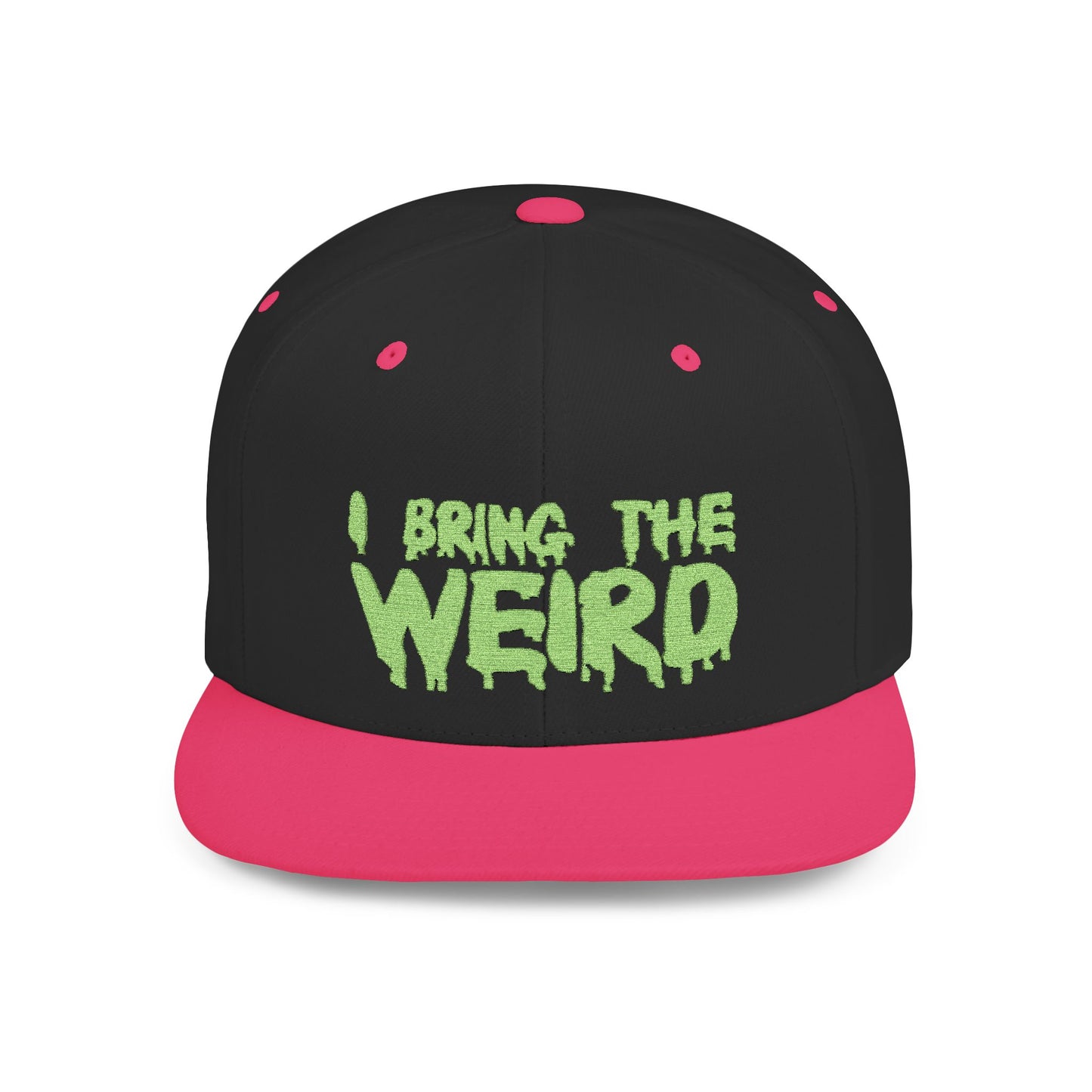 I BRING THE WEIRD Classic Flat Bill Trucker Cap - Neon Green