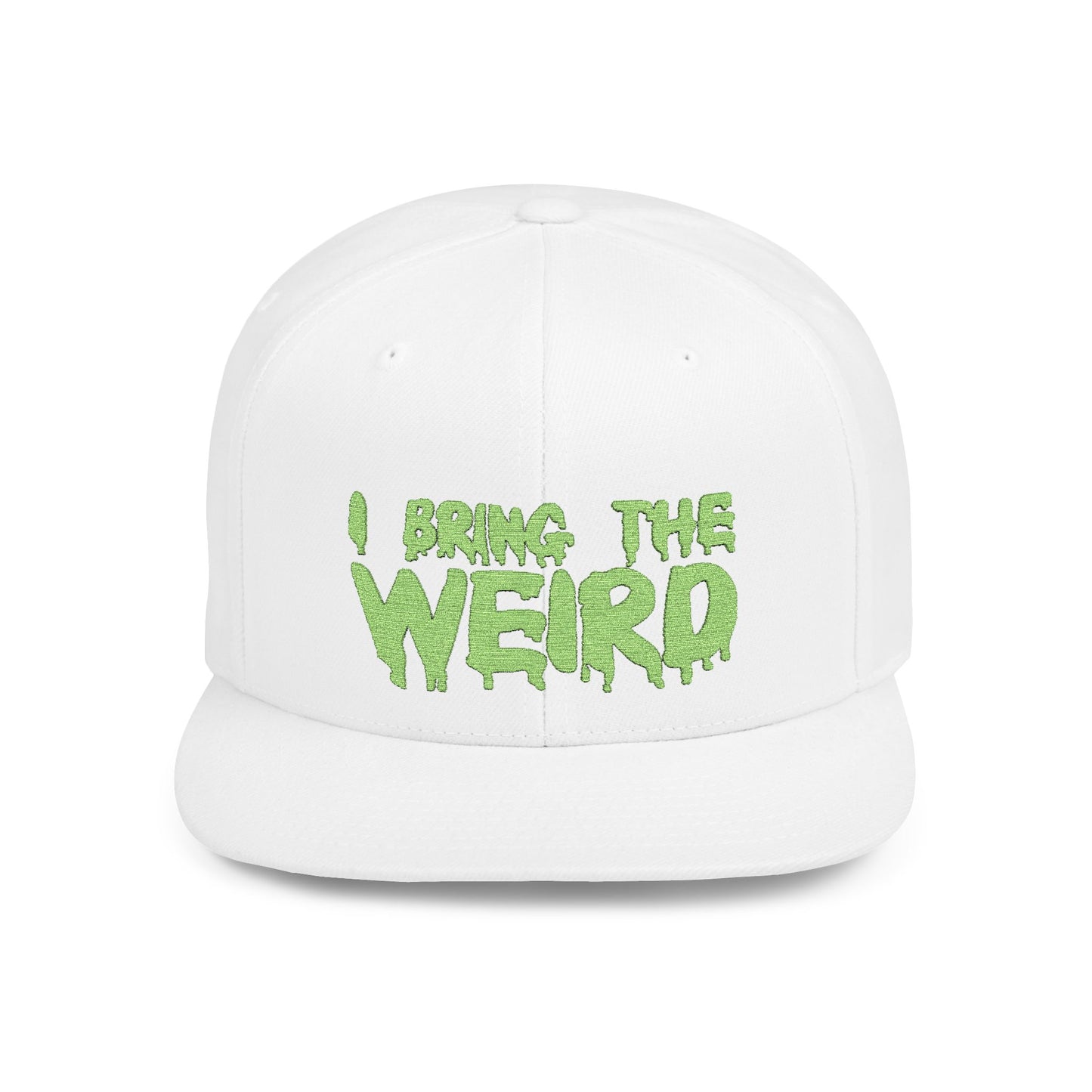 I BRING THE WEIRD Classic Flat Bill Trucker Cap - Neon Green