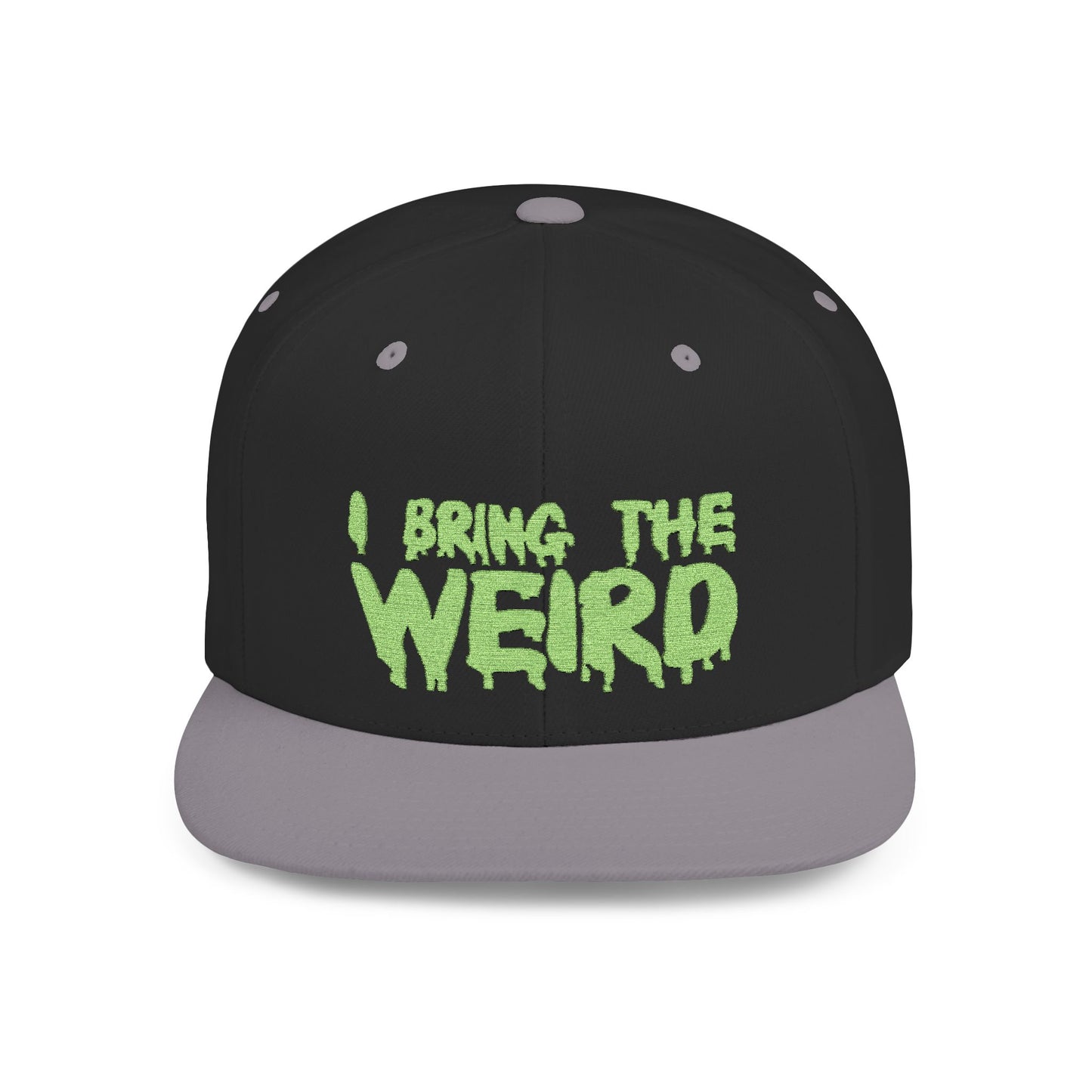 I BRING THE WEIRD Classic Flat Bill Trucker Cap - Neon Green