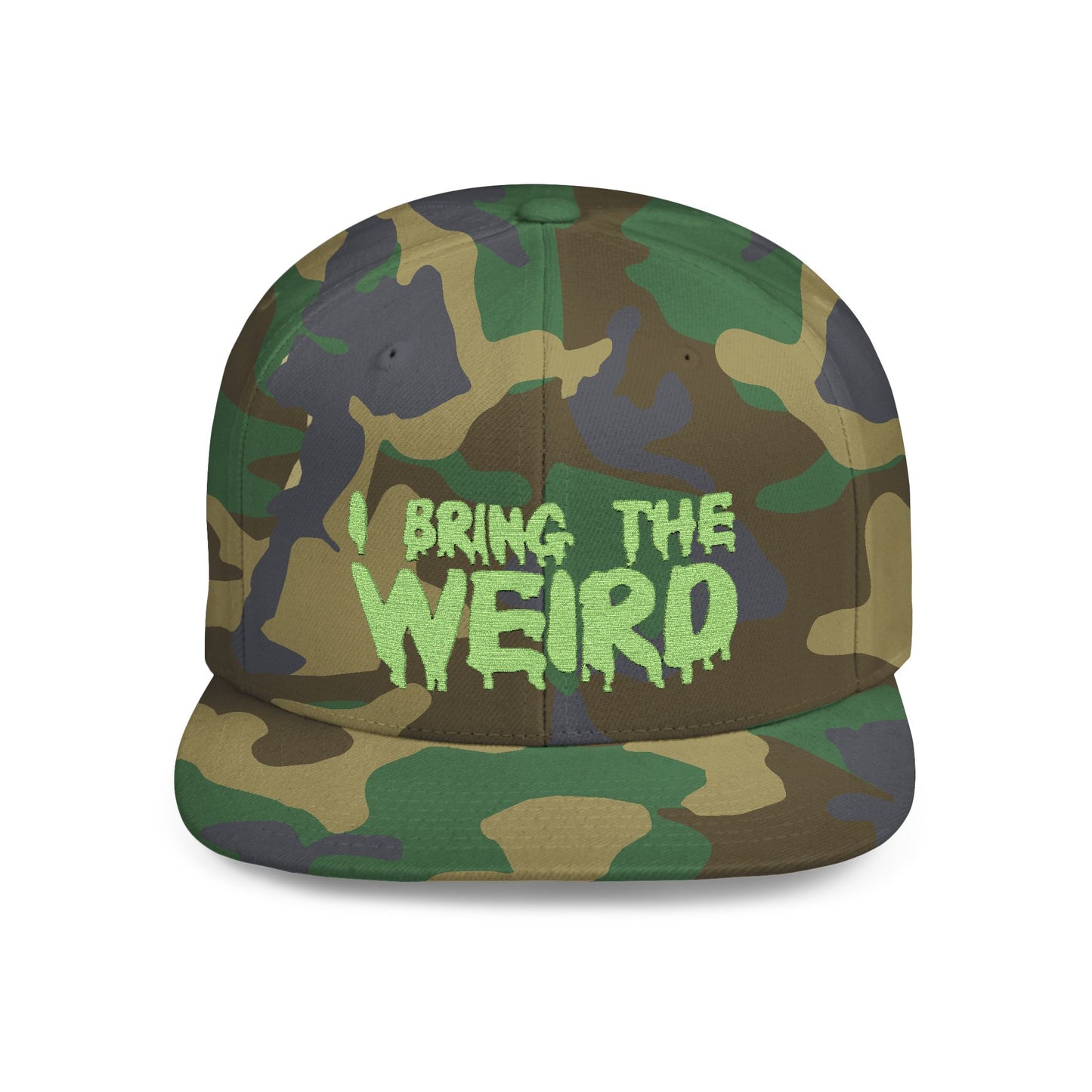 I BRING THE WEIRD Classic Flat Bill Trucker Cap - Neon Green