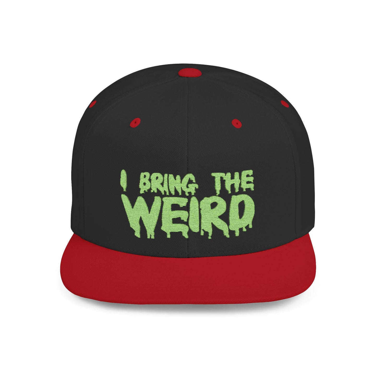I BRING THE WEIRD Classic Flat Bill Trucker Cap - Neon Green