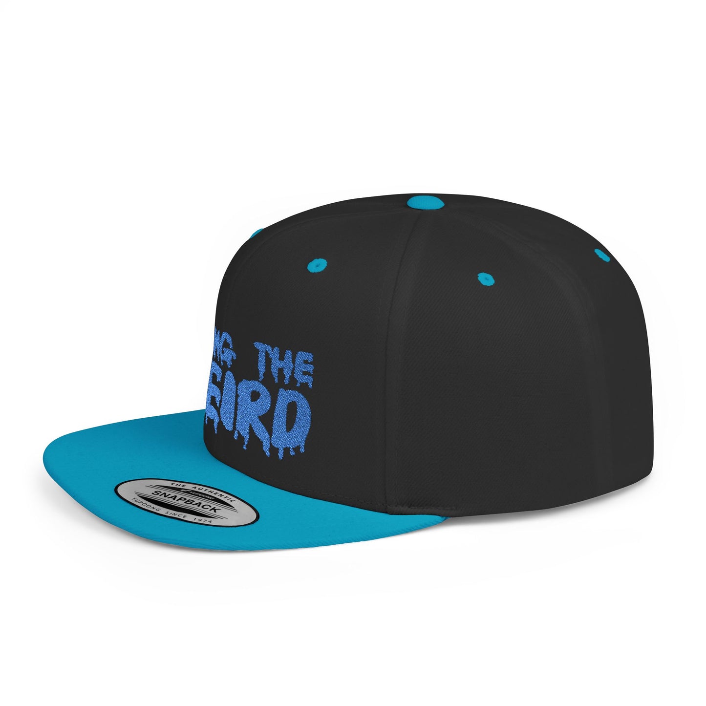 I Bring the Weird Flat Bill Snapback Hat - Blue | Unique Gifts for Quirky Friends, Stylish Headwear for Festivals, Fun Accessory for Parties