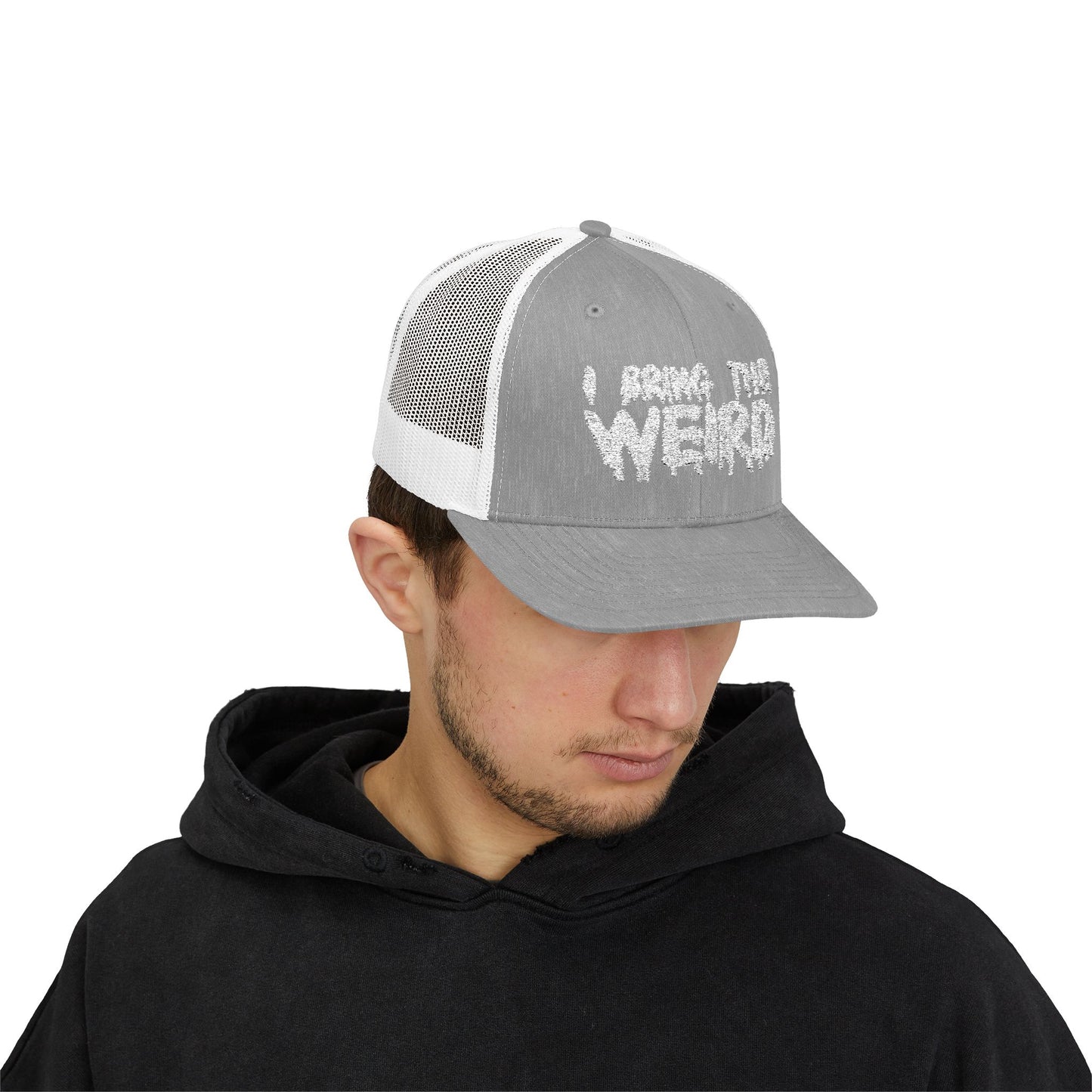 I BRING THE WEIRD Snapback Trucker Cap - Silver