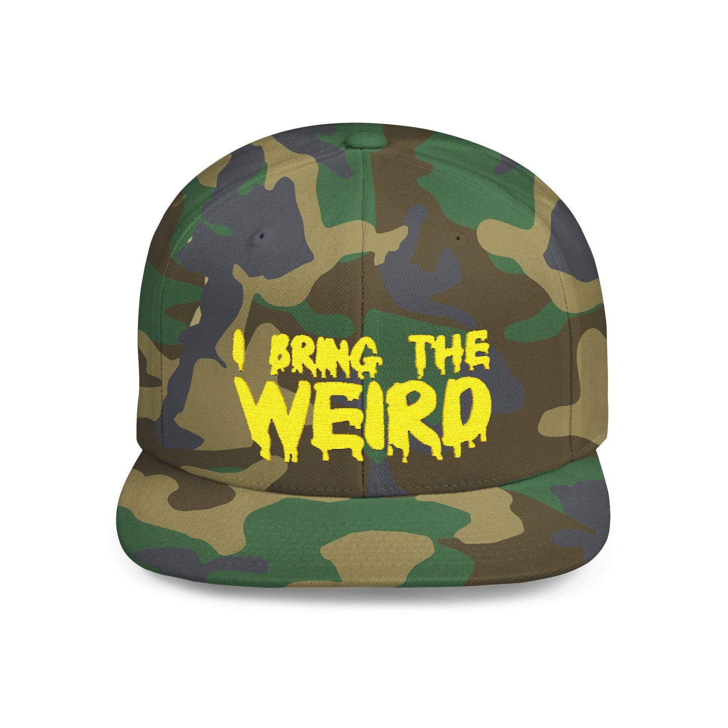 I BRING THE WEIRD Classic Flat Bill Trucker Cap - Yellow